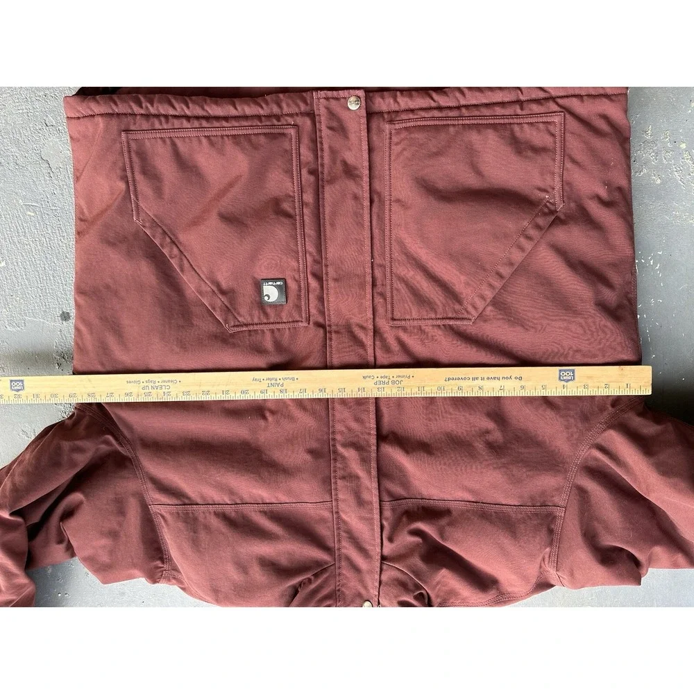 Carhartt J174 RDW Nylon Insulated Jacket Zip Snap Workwear Maroon Mens XL‎
